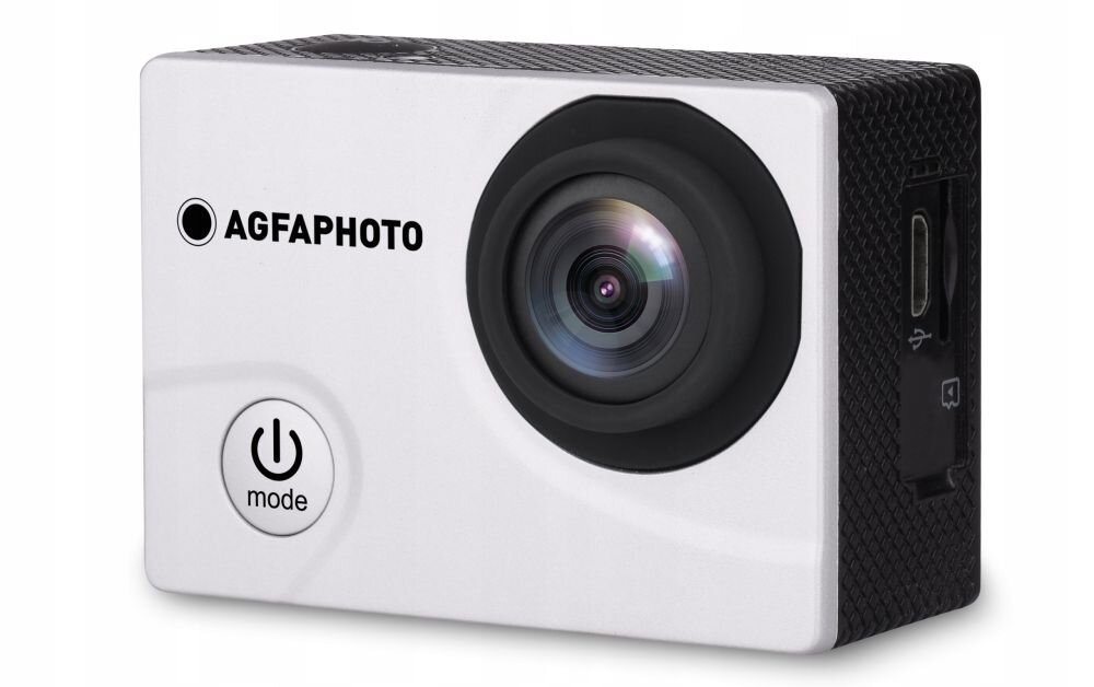 Kamera sportowa AGFAPHOTO Realimove AC5000   sport montaż nagrywanie stabilizacja montaż edycja filtry ostrość śledzenie tryby bateria akumulator zasilanie ładowanie rozdzielczość filmy obudowa odporność wielkość łączność sterowanie 