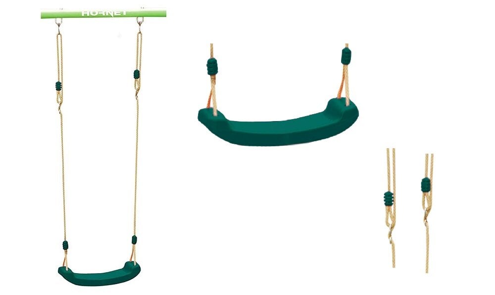 Huśtawka HUDORA Hornet Swing Set Single 64119 Zielony dla dzieci powyżej 3 roku życia regulowane linki dopasowanie wysokości huśtawki do wzrostu dziecka w zakresie od 40 do 90 cm nad powierzchnią ziemi siedzisko bardzo wygodne nie powoduje otarć obciążenie do 50 kg