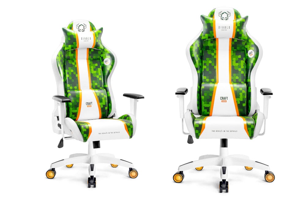 Fotel DIABLO X-ONE Craft (KIDS) Biało-zielony design kolor