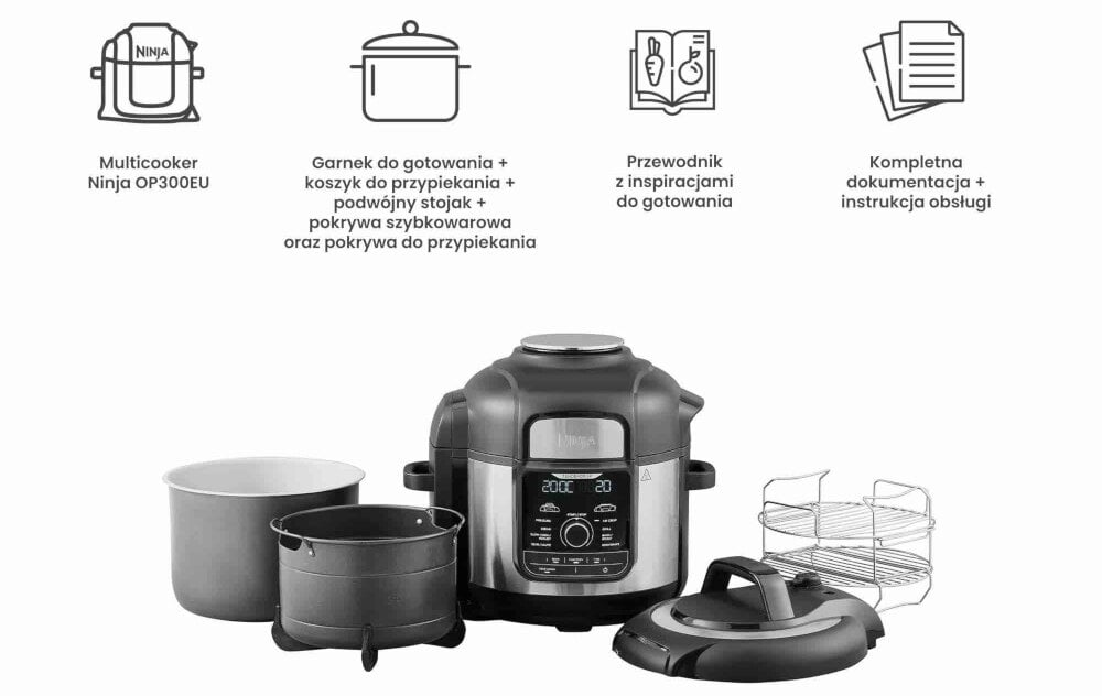 Multicooker NINJA Foodi Max OP500EU zestaw akcesoria komplet wyposazenie