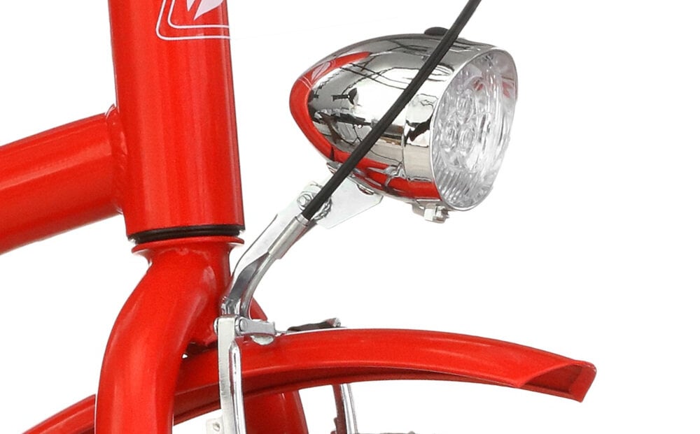 Rower miejski INDIANA X-Cruiser A1B 26 cali damski Czerwony oświetlenie LED na tył na przód zasilane bateryjnie