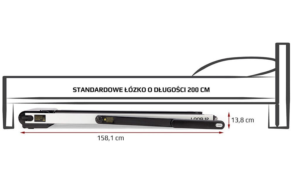 domowa bieżnia elektryczna HMS LOOP12 Wymiary konstrukcja