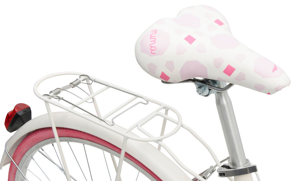 Rower miejski z koszykiem MBM 910 Mima 1B 26 cali damski Różowy siodełko LEE CHI sztyca z aluminium siodełko SELLE BASSANO wygodne komfort