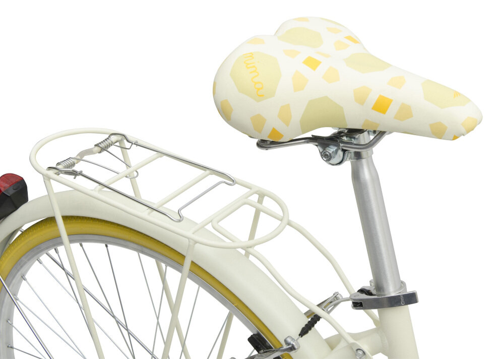 Rower miejski z koszykiem MBM 910 Mima 1B 26 cali damski Żółty siodełko LEE CHI sztyca z aluminium siodełko SELLE BASSANO wygodne komfort