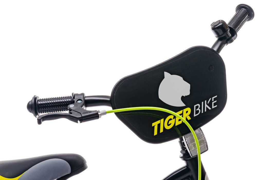 Rower dziecięcy SUN BABYTiger Bike 16 cali dla chłopca Żółto-szary chwyty kierownicy dobrze wyprofilowane dzwonek nakładka na kierownicę z portretem tygrysa