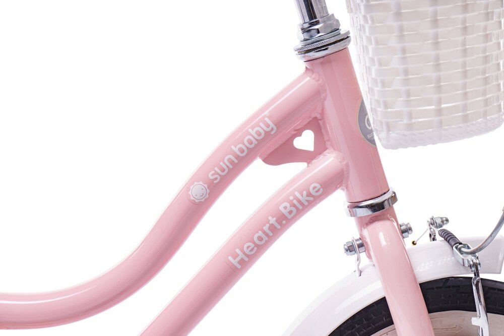 Rower dziecięcy SUN BABY Heart Bike 14 cali dla dziewczynki Różowy rama stalowa 9-calowa geometria dostosowana do najmłodszych bardzo lekki waga 12 kg