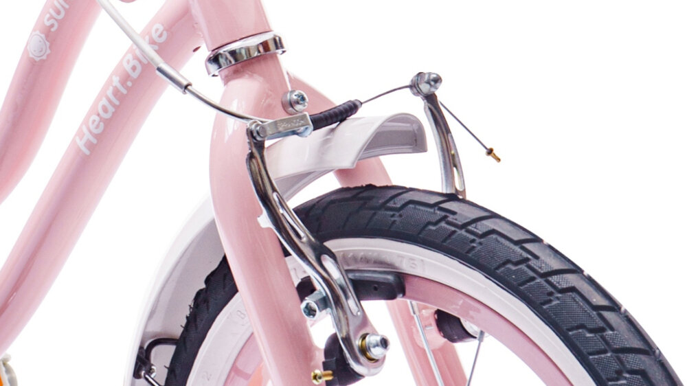 Rower dziecięcy SUN BABY Heart Bike 16 cali dla dziewczynki Różowy przedni hamulec typu V-Brake tylny hamulec Torpedo