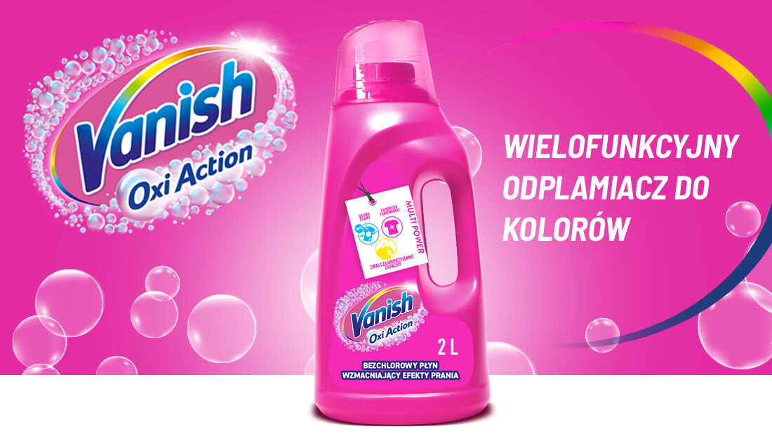 Odplamiacz do prania VANISH Oxi Action Różowy 2000 ml ochrona koloru usuwanie plam