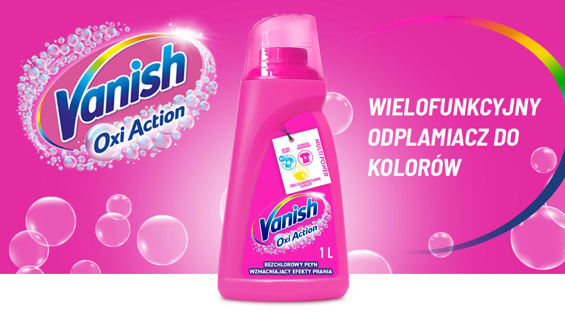 Odplamiacz do prania VANISH Oxi Action Różowy 1000 ml ochrona koloru usuwanie plam