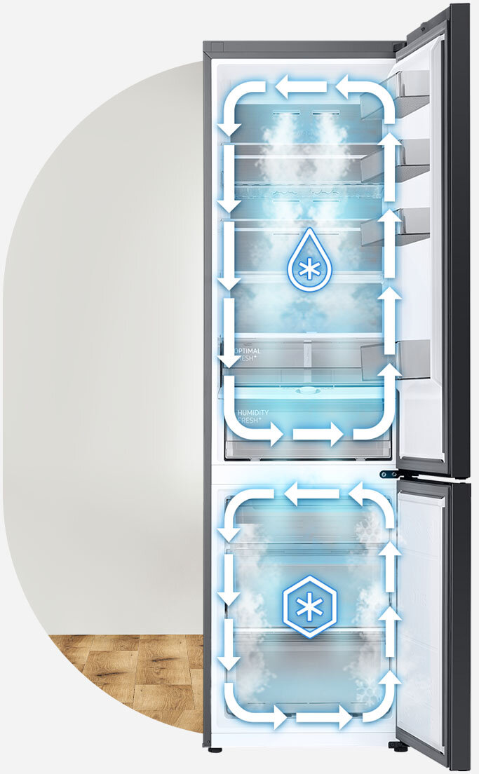 Wizualizacja ruchu powietrza, który zachodzi w dwóch komorach dzięki działaniu systemu Twin Cooling Plus™.
