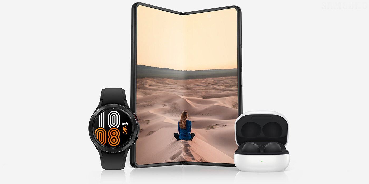 Stwórz własny ekosystem Galaxy i sprawdź jak urządzenia takie jak smartwatch Galaxy Watch4 czy dokanałowe słuchawki Galaxy Buds2 współpracują z smartfonem Galaxy Z Fold3 5G.