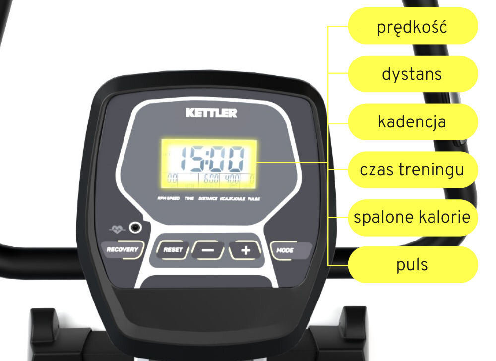 Rower magnetyczny KETTLER Axos Avior P sensory dotykowe pomiar tętna Komputer treningowy z czytelnym wyświetlaczem i wygodnymi przyciskami
