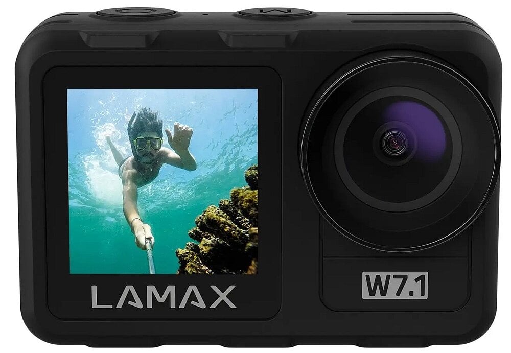 Kamera sportowa LAMAX W7.1  zasilanie ostrość filmy nagrywanie obudowa rozdzielczość AF  zdjęcia matryca obiektyw 