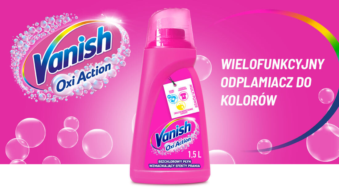 Odplamiacz do prania VANISH Oxi Action Różowy 1500 ml ochrona koloru usuwanie plam