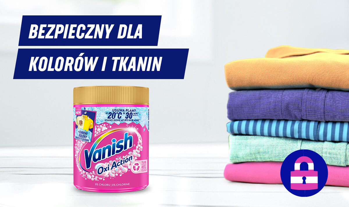 Odplamiacz do prania VANISH Multi Action Różowy 0,47 kg ochrona koloru bez przebarwien