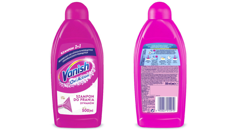 Płyn do prania dywanów VANISH 3w1 500 ml opakowanie front zestaw