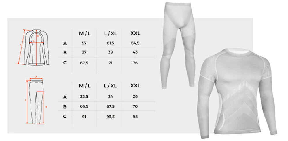 Spodnie termoaktywne SPOKEY DRY HI PRO (rozmiar L/XL) Szary rozmiar wymiary