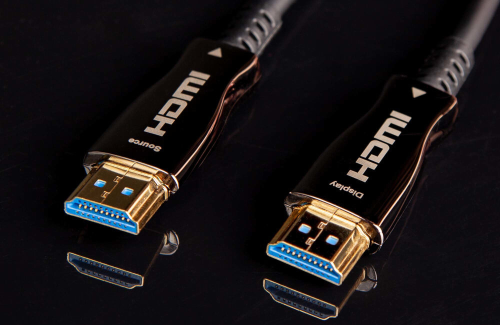 Kabel HDMI - HDMI AOC hybrydowa transmisja danych kabel żyły ocynkowane światłowód dane netflix hbo max jakość 4k 8 k kompresja obraz audio lekkość wytrzymałość 