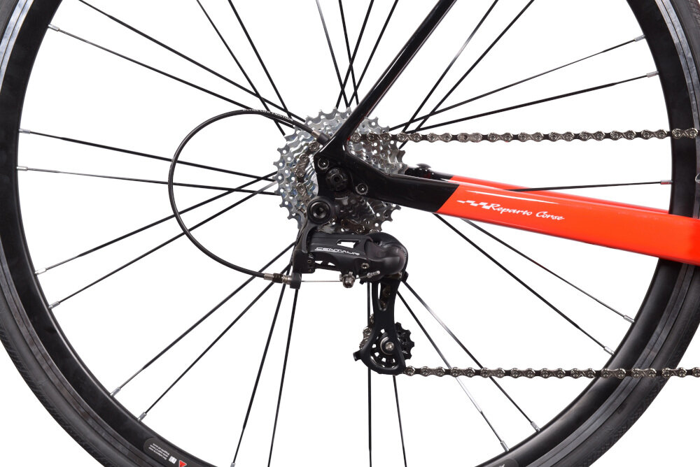 Rower szosowy BOTTECCHIA 8Avio Revolution M17 28 cali męski Czarno-czerwony przerzutki na przód i na tył marki Campagnolo 22 biegi