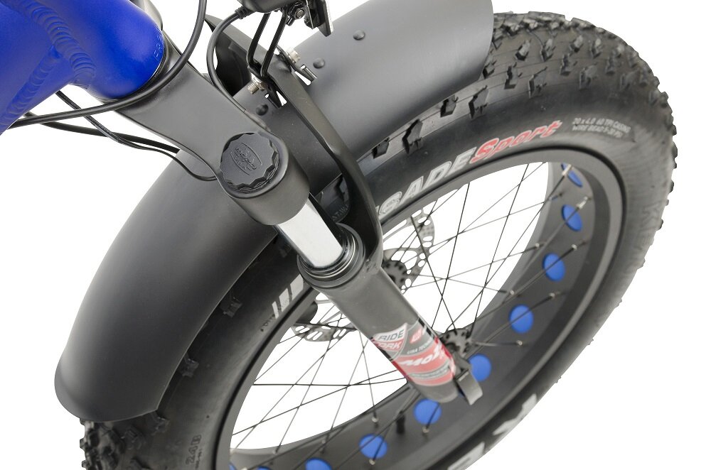Rower elektryczny ARGENTO Fat Bi Max XL U17 20 cali Niebieski koszyk na kierownicy