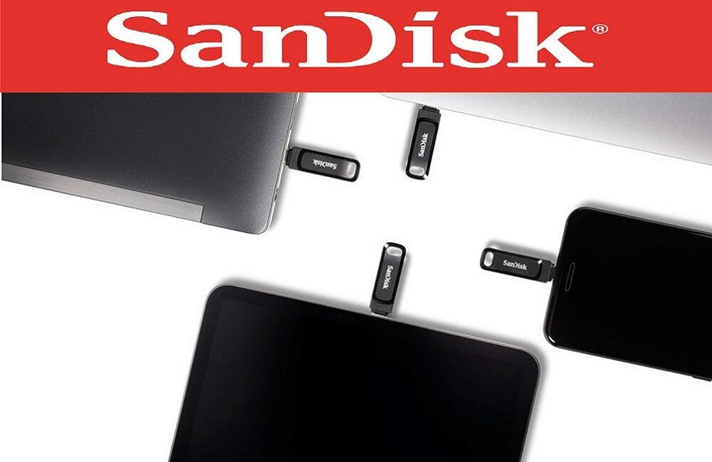 Pendrive SANDISK Ultra Dual Drive Go Obrotowa konstrukcja chroniąca złącza i wygodne uszko do przyczepienia do kluczy Bezproblemowo przenoś zawartość między urządzeniami USB typu C i typu A