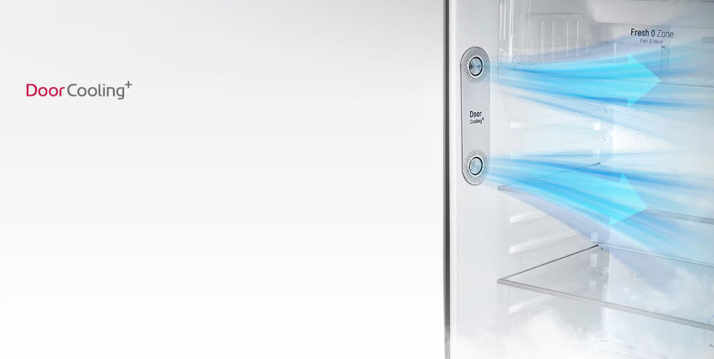 LODÓWKA LG GBB92MCBAP Technologia DoorCooling chłodzenie równomierne rozprowadzane powietrze