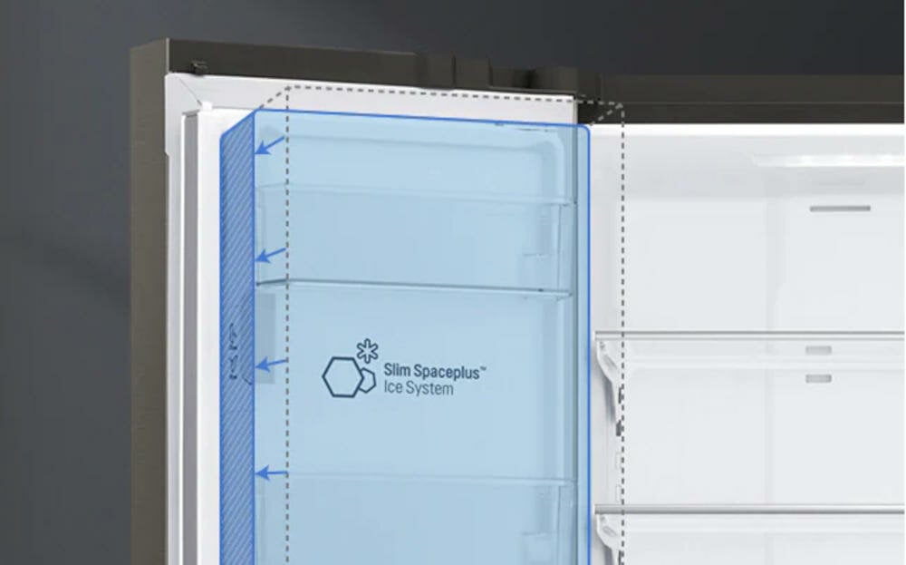 LG-GMX945MC9F chłodziarka zamrażarka slime spaceplus system wytwarzania lodu dużo miejsca przechowywanie drzwi