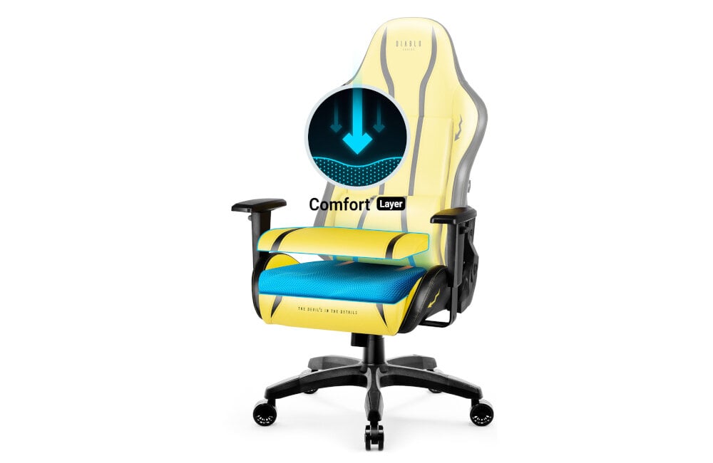 Fotel DIABLO CHAIRS X-One 2.0 (XL) Żółty odporność komfort wgniecenia odkształcenia