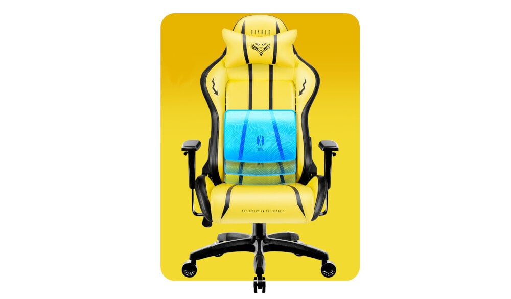 Fotel DIABLO CHAIRS X-One 2.0 (XL) Żółty poduszka zagłówek