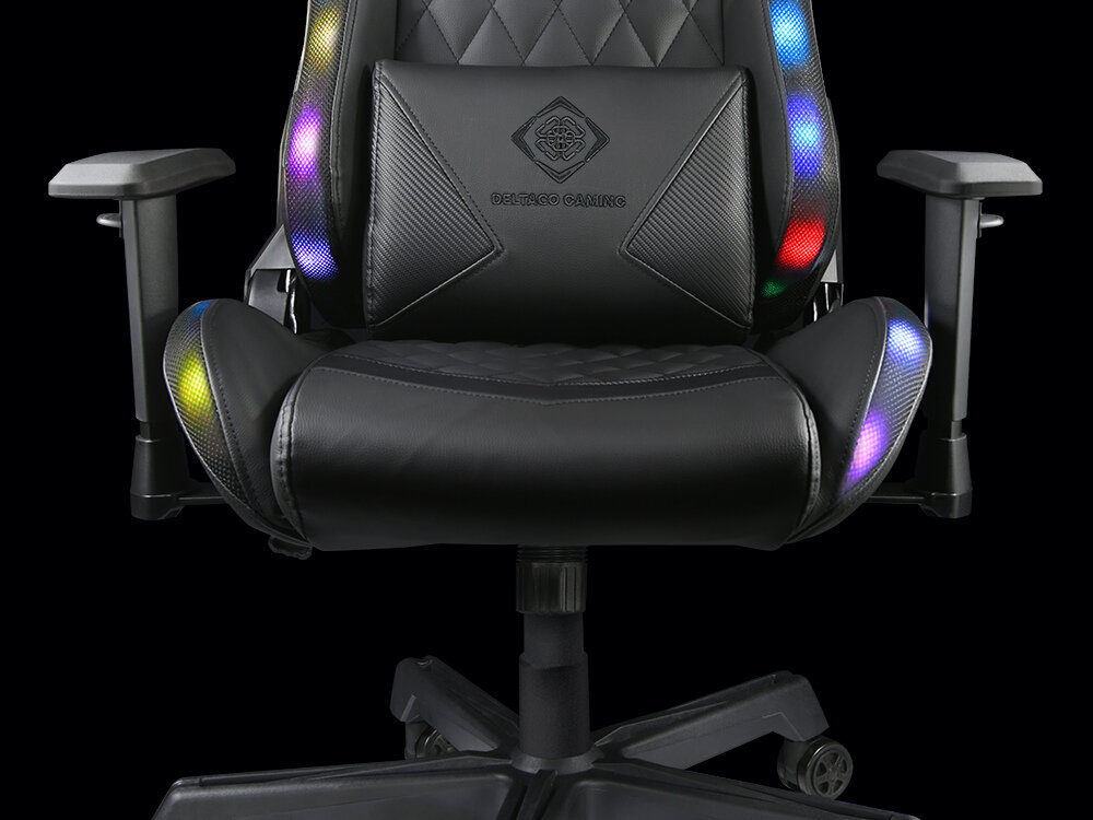 Fotel DELTACO DC410 RGB Czarny styl gaming kolor oświetlenie