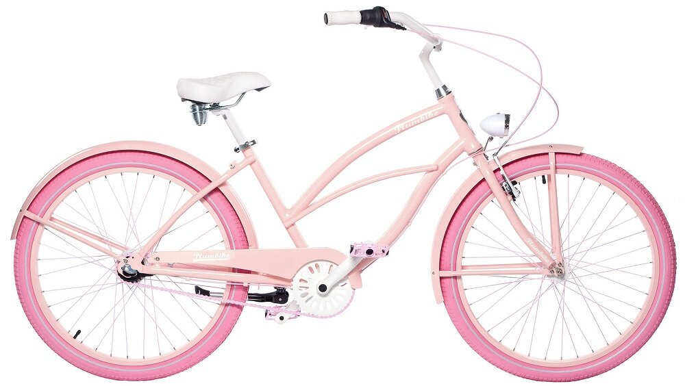 Rower miejski PLUMBIKE La Donna Kim 3B 26 cali damski Miętowo-różowy - wyposazenie 