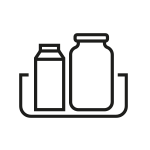 Ikona przedstawia słoiki wraz z butelkami znajdujące się w pojemnikach na drzwiach lodówki Samsung BESPOKE. Model RB38A6B2E22 dostępny jest w sklepach Media Expert