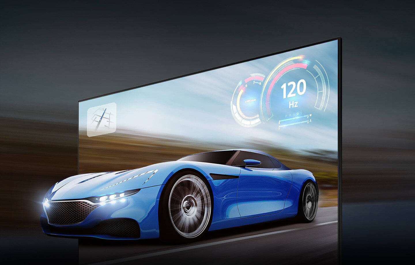 Ścigający się samochód wygląda o wiele wyraźniej na ekranie QLED niż na zwykłym ekranie dzięki Zaawansowanemu Upłynniaczowi Ruchu+ do 120 Hz w 4K. Q77BATXXH