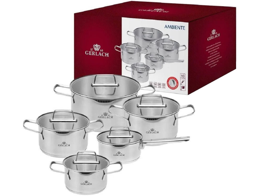 Zestaw garnków GERLACH Ambiente (10 elementów) garnek 16 cm rondel 16 cm garnek 18 cm garnek 20 cm garnek 24 cm 5 pokrywek></div></div></div><div class=