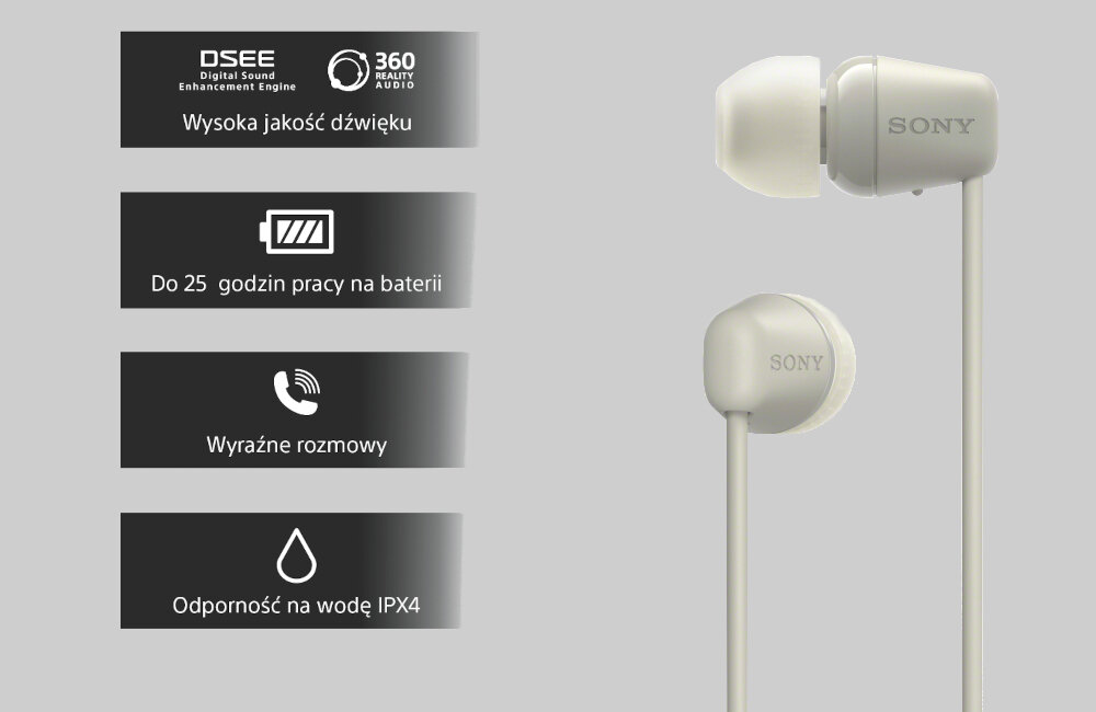 Słuchawki dokanałowe SONY WI-C100 oczekiwania bezprzewodowe