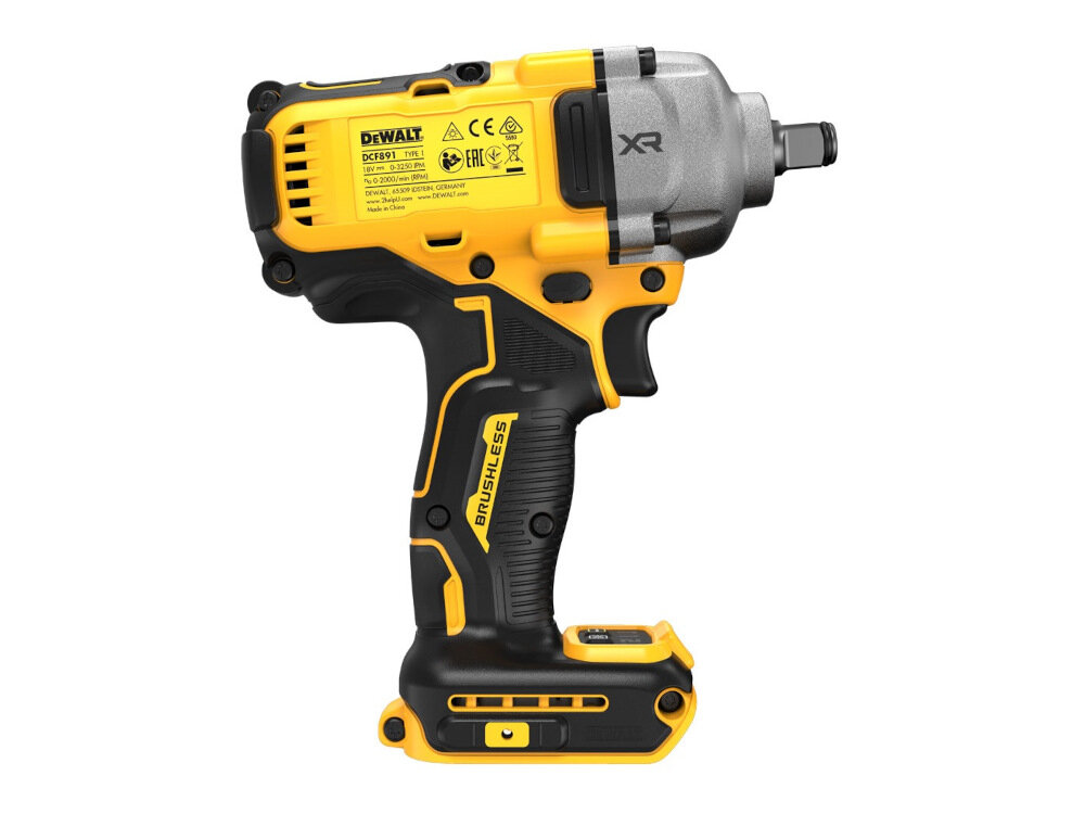 Klucz udarowy DEWALT DCF891N-XJ akumulator Li-Ion z serii 18V XR silnik bezszczotkowy maksymalna prędkośc obrotowa do 2000 obr/min maksymalny moment obrotowy do 812 Nm