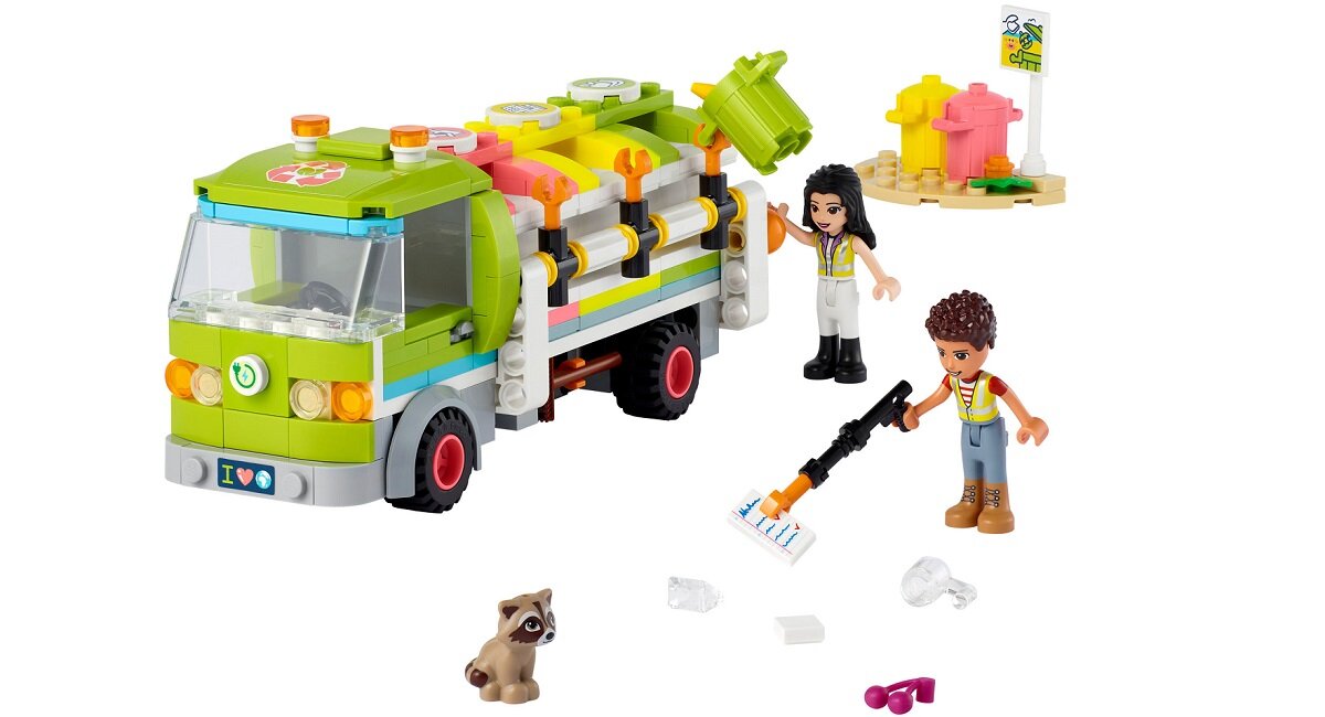 LEGO Friends Ciężarówka recyklingowa 41712 troska o środowisko segregowanie śmieci 
Realistyczne szczegóły 

