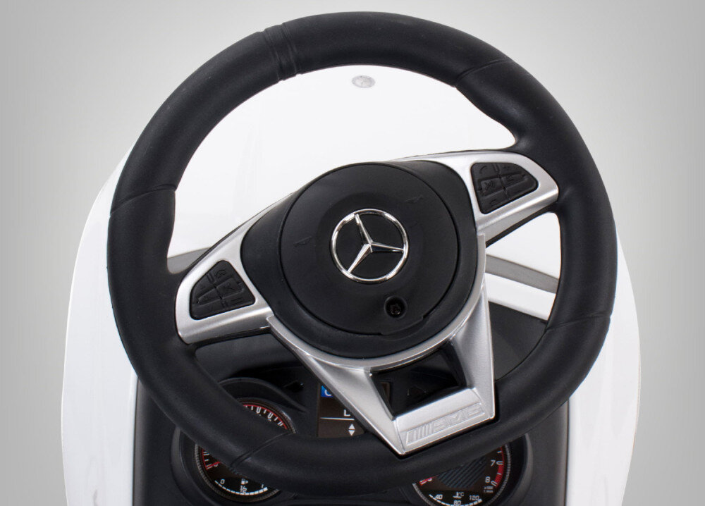 Jeździk SUN BABY Mercedes Coupe AMG C36 Biały kierownica przyciski dźwięk komfort bezpieczeństwo zabawa wiek powyżej 12 miesięcy obciążenie