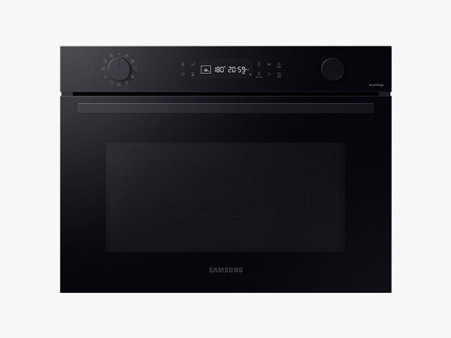 Piekarnik kompaktowy NQ5B4553FBK z funkcją mikrofali to propozycja urządzenia do uzupełnienia zestawu kuchennego Samsung