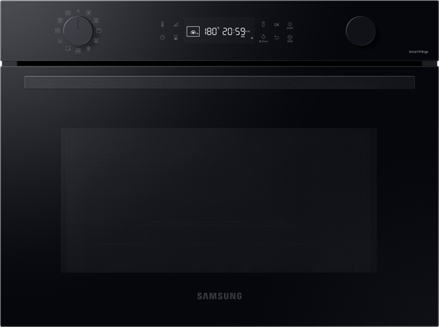 Front piekarnika kompaktowego Samsung NQ5B4553FBK wykończony w czarnym szkle