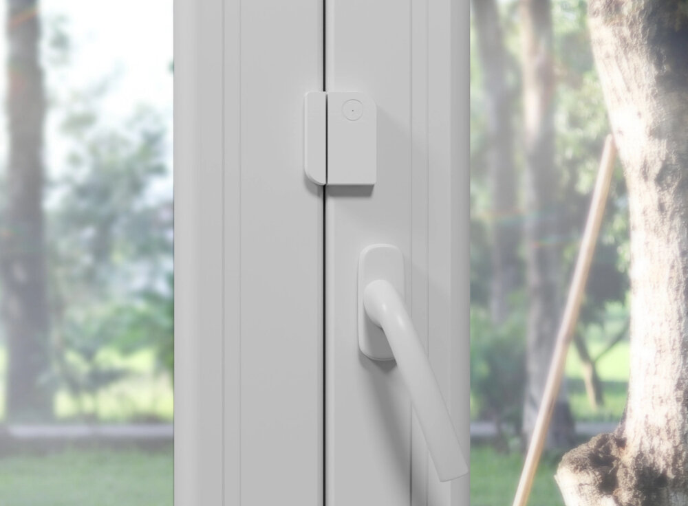 Czujnik otwarcia drzwi i okien TESLA TSL-SEN-DOOR Wi-Fi minimalistyczny bialy design wysoki poziom ochrony zasilanie jedna bateria guzikowa CR2032 czas dzialania okolo 2 lata