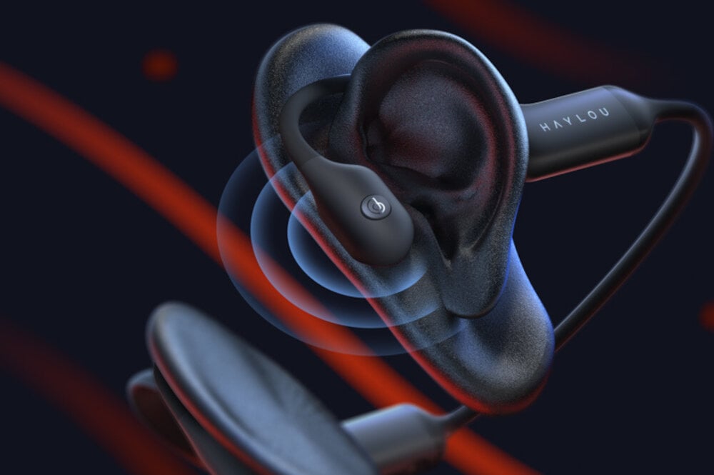 Słuchawki nauszne HAYLOU PurFree BC01 Czarny dźwięk jakość brzmienie przewodnictwo kostne 