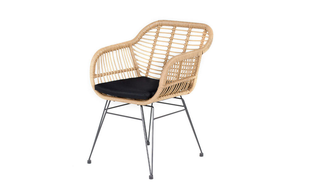 MEVEN krzesło mebel ergonomiczny kształt wysokość stół relaks stalowy stelaż rattan