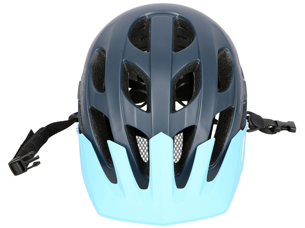 Kask rowerowy NILS EXTREME MTW208 Granatowo-zielony MTB (rozmiar L) skorupa z tworzywa PC bardzo dobra jakość wykonania trwałość odporność na uszkodzenia siatka chroniąca przed owadami