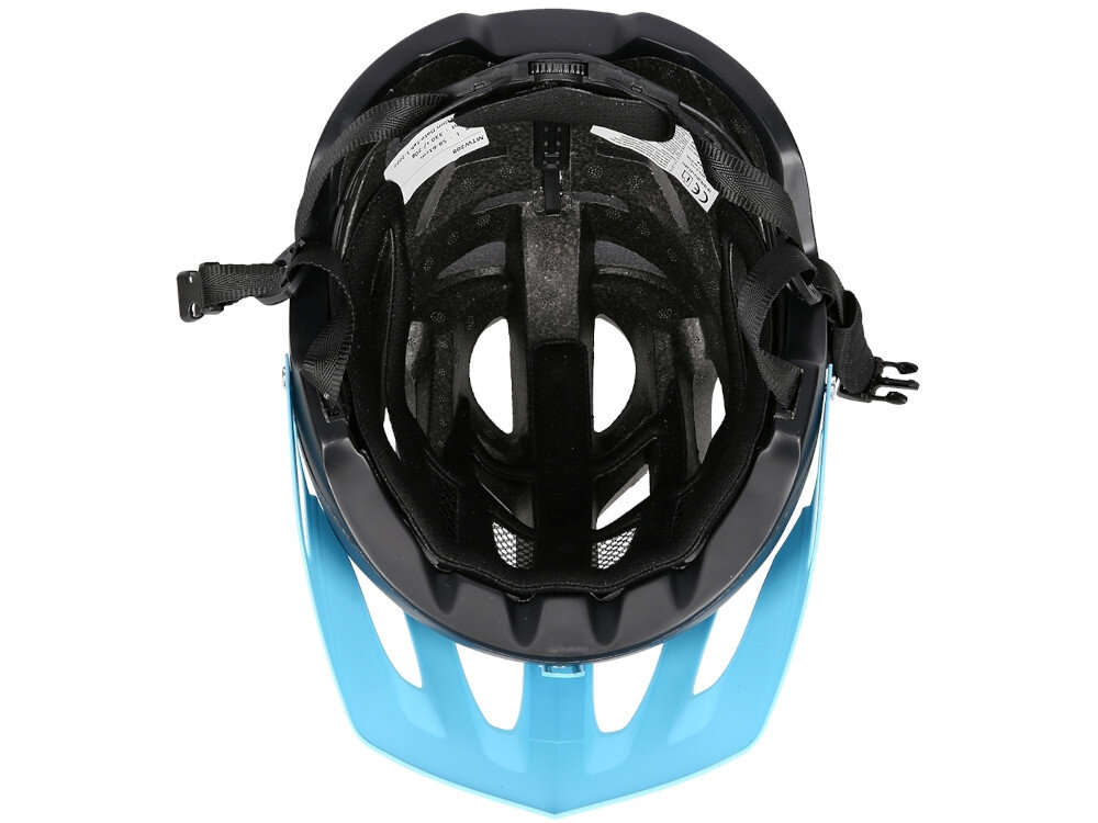 Kask rowerowy NILS EXTREME MTW208 Granatowo-zielony MTB (rozmiar L) dziurki bardzo dobra cyrkulacja wentylacja powietrza miękka pianka styropian EPS