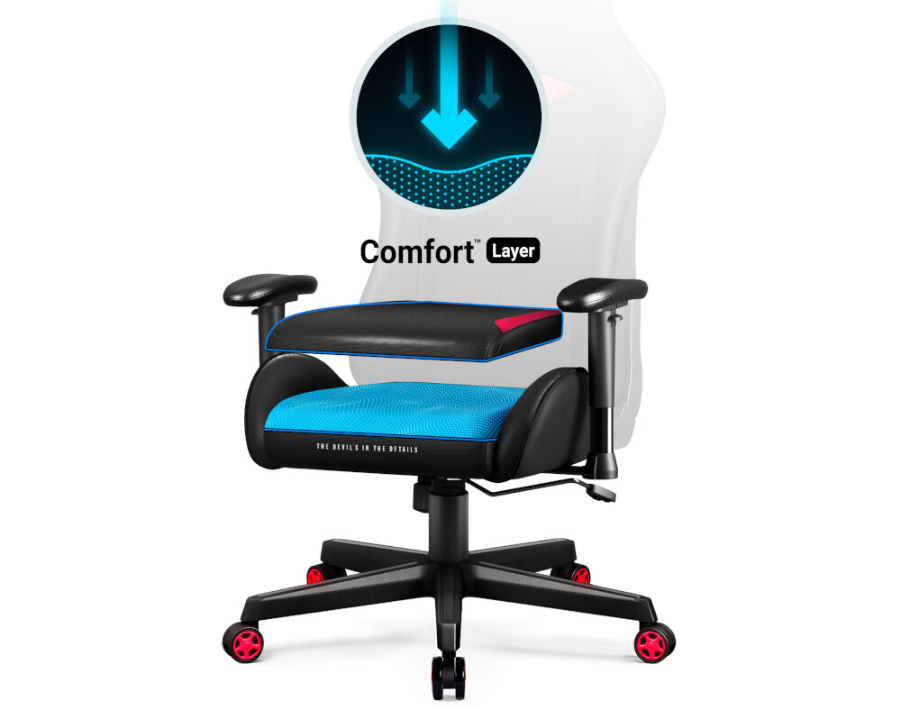Fotel DIABLO CHAIRS X-ST4RTER siedzisko wygoda regulacja kółka bezpieczeństwo podstawa 