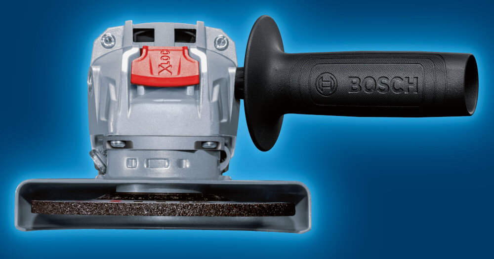 Szlifierka kątowa BOSCH Professional GWX 17-125 S rekojesc pomocnicza optymalne prowadzenie narzedzia zwiekszenie sily nacisku na obrabiany material lepsze manewrowanie wieksza precyzja system BOSCH Vibration Control