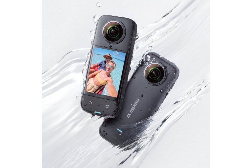 Kamera sportowa INSTA360 X3   sport montaż nagrywanie stabilizacja montaż edycja filtry ostrość śledzenie tryby bateria akumulator zasilanie ładowanie rozdzielczość filmy obudowa odporność wielkość łączność sterowanie 