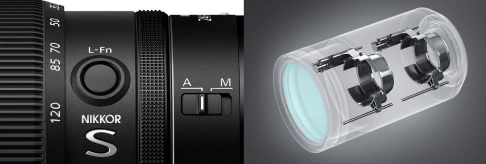 Obiektyw NIKON Nikkor Z 24-120mm f-4 S   ogniskowa przysłona ostrość pierścienie optyka soczewki powłoki montaż bagnet światło jasność zoom filtry waga