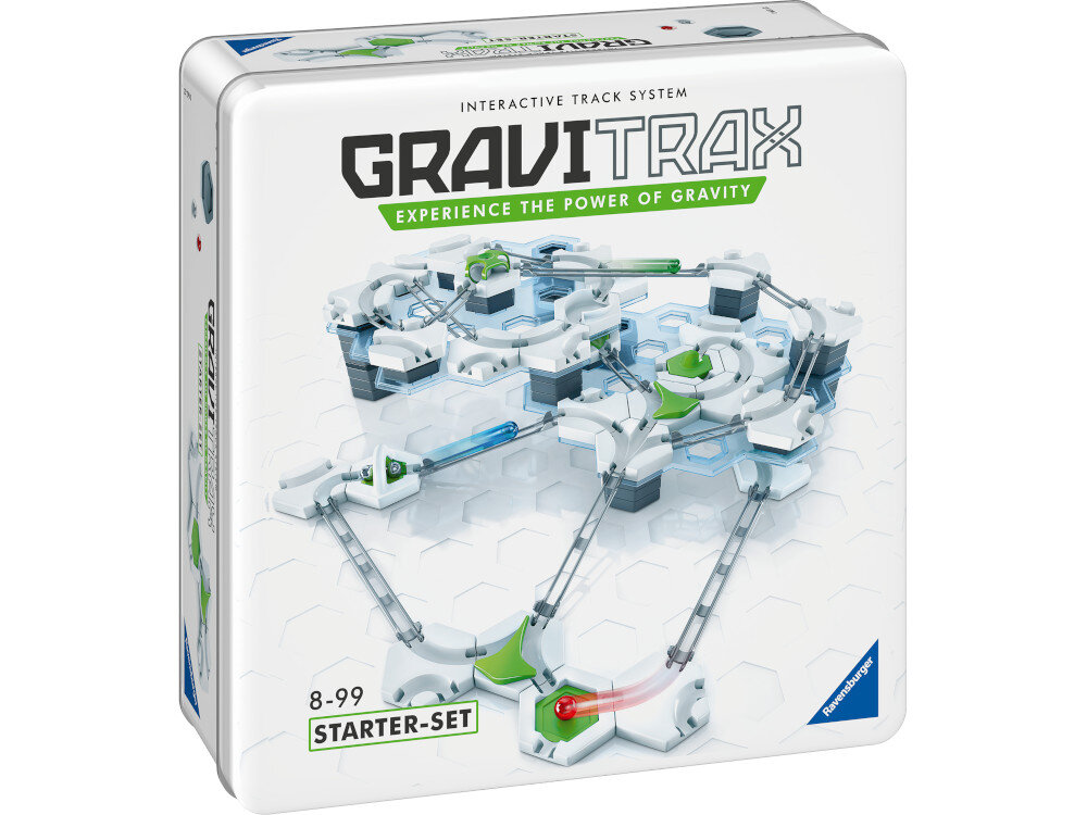 Gra logiczna RAVENSBURGER GraviTrax Zestaw startowy Metalbox 27276 metalowe pudełko nauka przez zabawę rozszerzanie zestawu rozbudowa